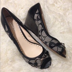 Coach open toe wedge heel